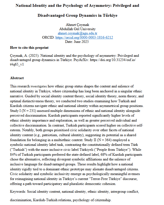 National Identity & the Psychology of Asymmetry