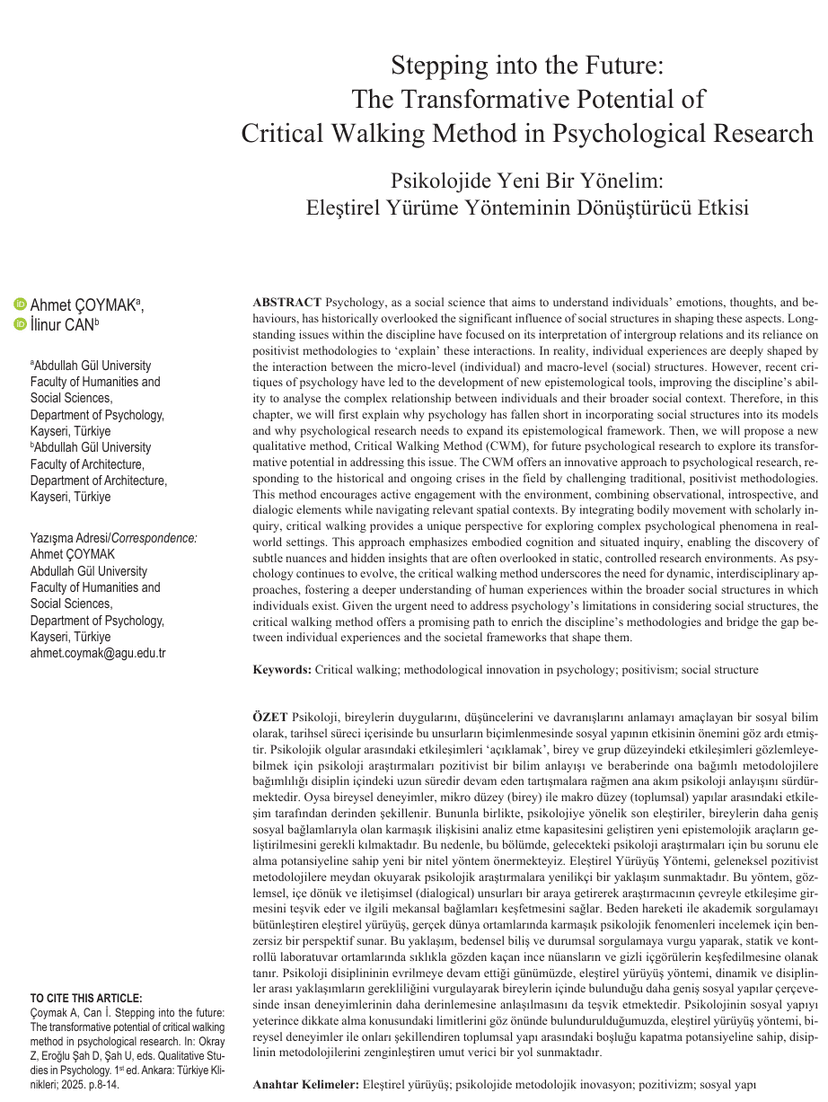 Stepping Into the Future: Critical Walking Method in Psychology