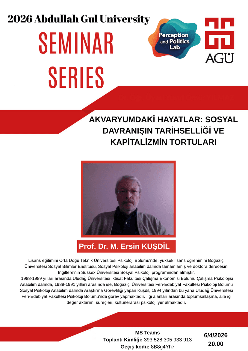 Prof. Dr. M. Ersin Kuşdil Delivered a Seminar in the Perception and Politics Lab Seminar Series